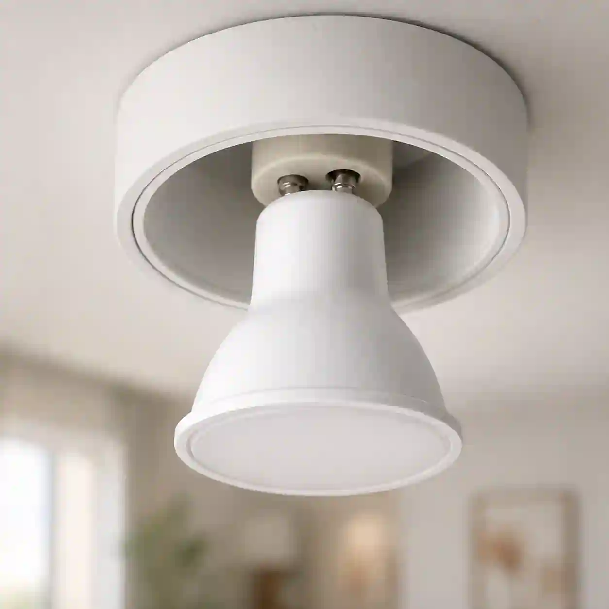 LED žárovka GU10 zapojená do bodového svítidla